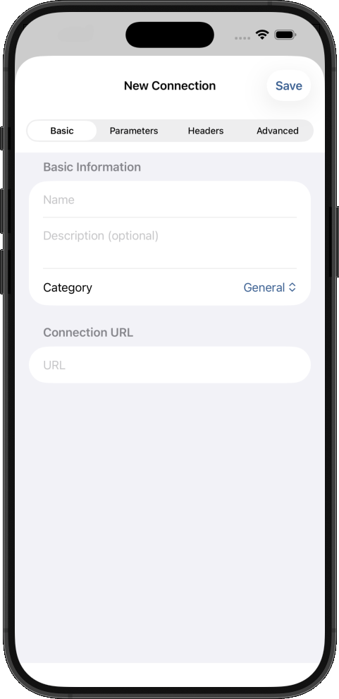 Connections tab showing list of web service connectors for Shortcuts